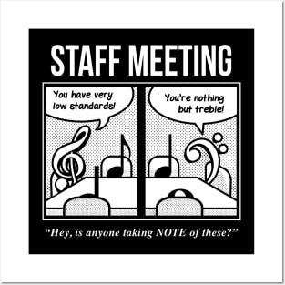 Staff Meeting Funny Tshirt for Musicians - Music Lover Puns Posters and Art